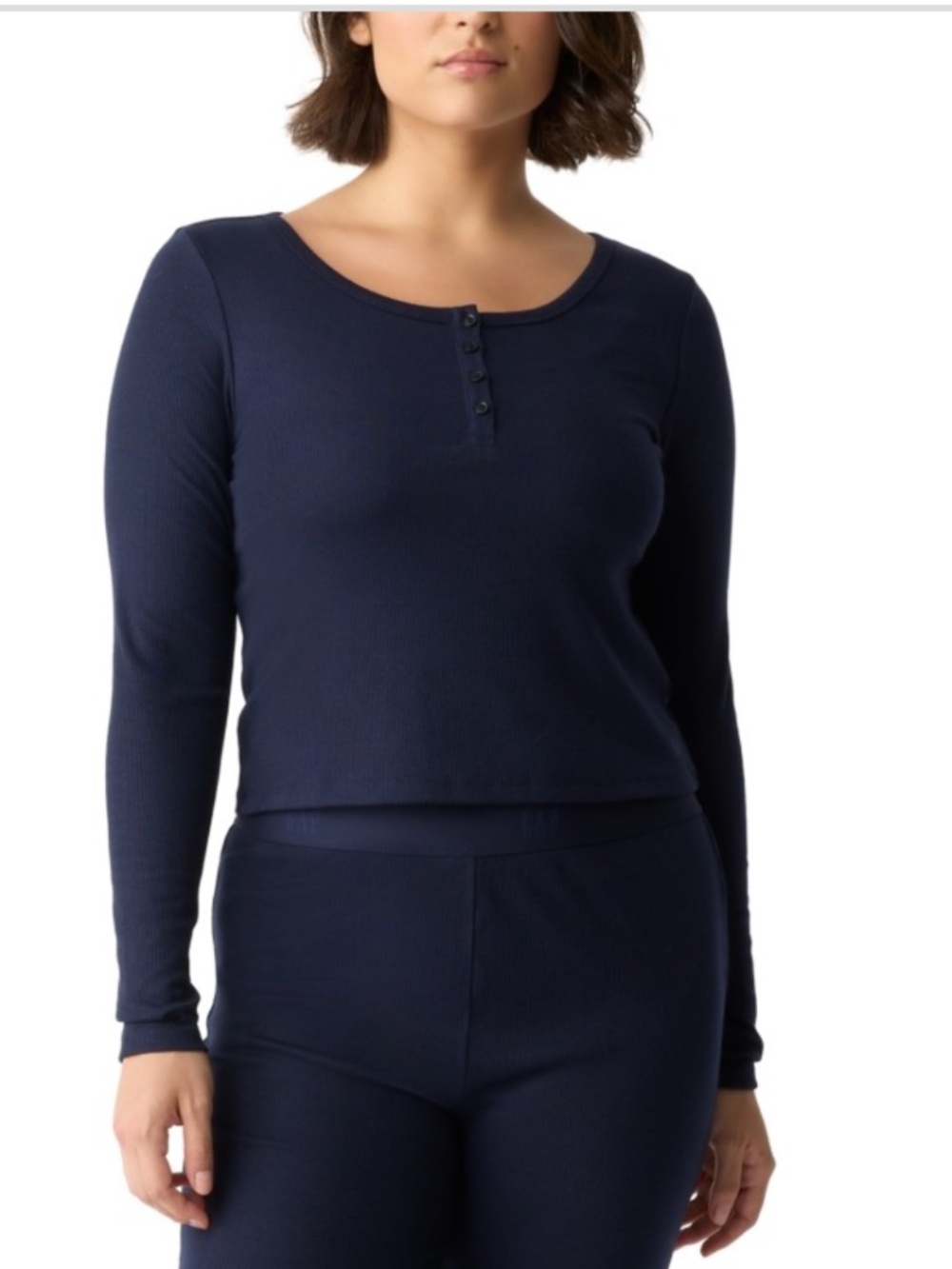 Gap GapBody Women's Long-Sleeve Rib Pajama Top - Navy Uniform - Size: M
